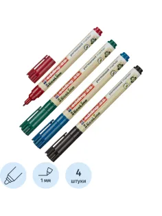 Набор маркеров перманентных EDDING 25 EcoLine, 1мм, 4 цв. в картонн коробке