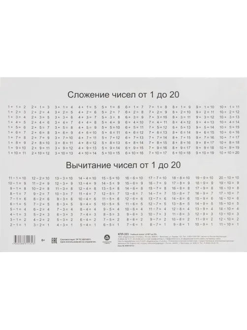 Плакат (наб)  Математика. Начальная школа А4 КОМ-121