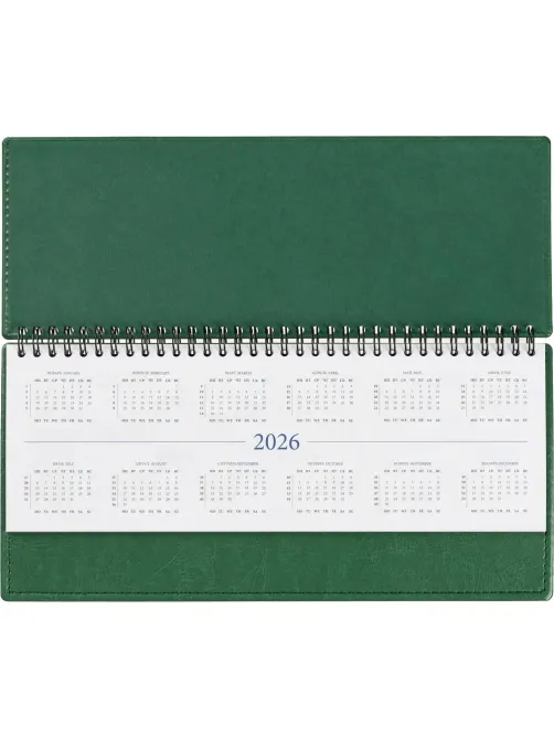 Планинг датированный 2026, зеленый,  303х150 мм, 120стр, Agenda