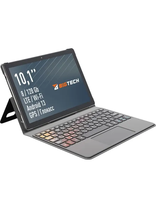 Планшет BigTech B2 10.1 8/128 ГБ Wi-Fi с клавиатурой LTE Wi-Fi серый