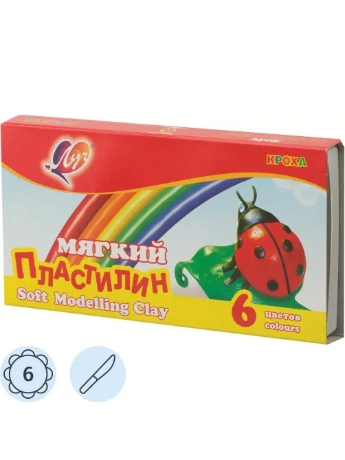 Пластилин воск. Луч Кроха 6цв 99гр со стеком