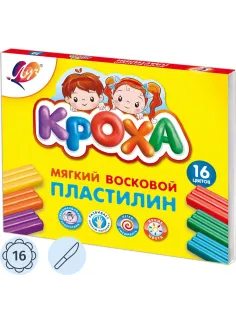 Пластилин воск. Луч Кроха 16 цв 240 г со стеком, 28С 1646-08