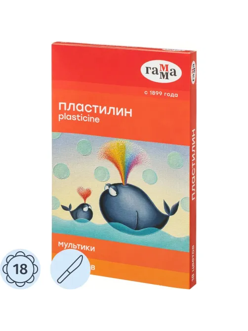 Пластилин Гамма Мультики 18цв 360гр со стеком к/к