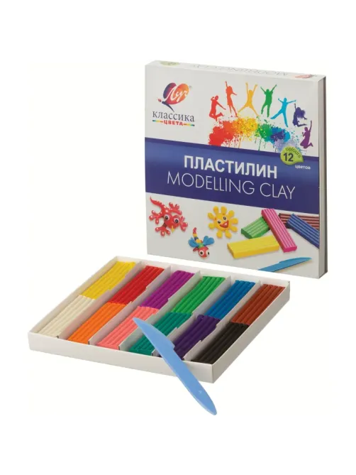Пластилин классический Луч Классика 12 цв 240 г со стеком