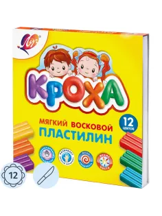 Пластилин восковой Луч Кроха 12 цв восковой 180гр со стеком