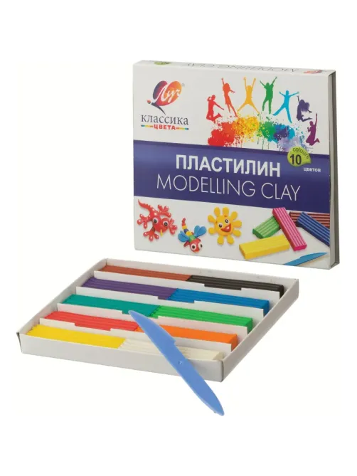 Пластилин классический Луч Классика 10 цв 200 гр со стеком