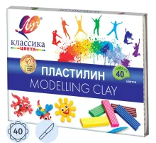 Пластилин классический Луч Классика 40 цв 800 г со стеком, 30С 1922-08
