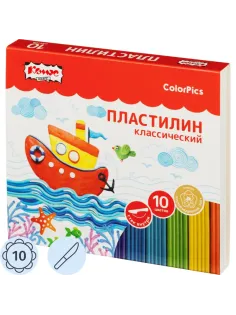 Пластилин клас.Комус Класс(№1 School) ColorPics набор 10 цв 200 г со стеком