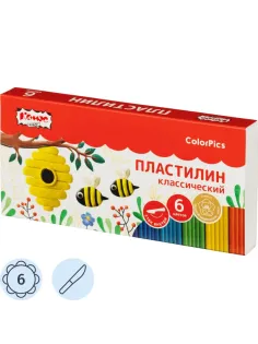Пластилин клас. Комус Класс (№1 School) ColorPics набор 6цв 120г со стеком