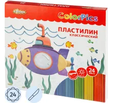 Пластилин клас.Комус Класс(№1 School)ColorPics 24 цв 480г,со стеком,картон