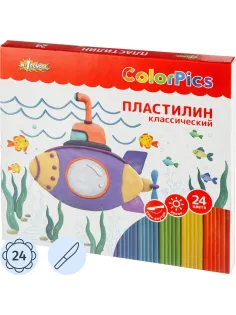 Пластилин клас.Комус Класс(№1 School)ColorPics 24 цв 480г,со стеком,картон