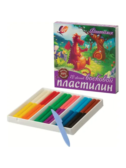 Пластилин воск. Луч Фантазия 12 цв 210 г со стеком, 25с 1523-08