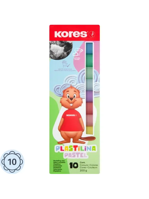 Пластилин Kores Plastilina Пастельный 10 цветов набор общий вес 200гр 34016