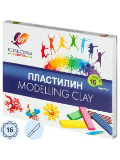 Пластилин классический Луч Классика 16 цв 320 г со стеком, 20С 1329-08