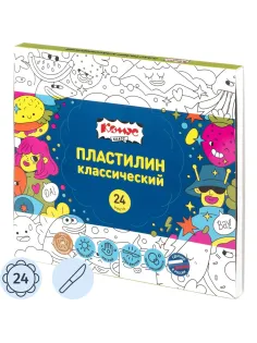 Пластилин классический Комус Класс Максики 24 цв/наб, 480г, 4 стека