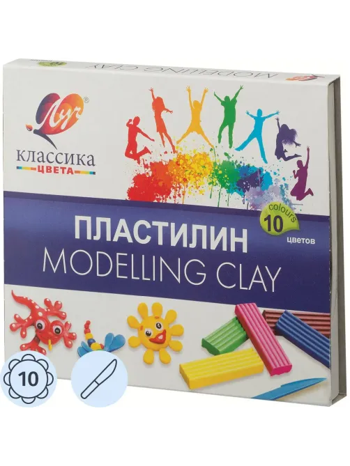 Пластилин классический Луч Классика 10 цв 200 гр со стеком
