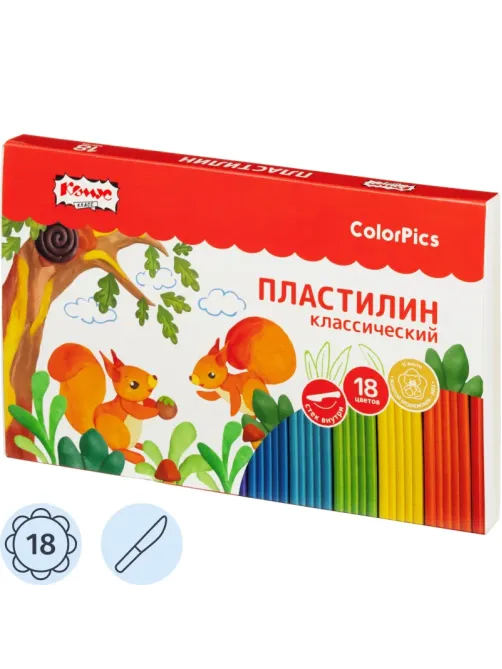 Пластилин клас.Комус Класс(№1 School)Color Pics наб.18 цв,360г,СО СТЕКОМ