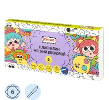 Пластилин мягкий восковой Комус Класс Миники 6 цв/наб, 90 г, со стеком