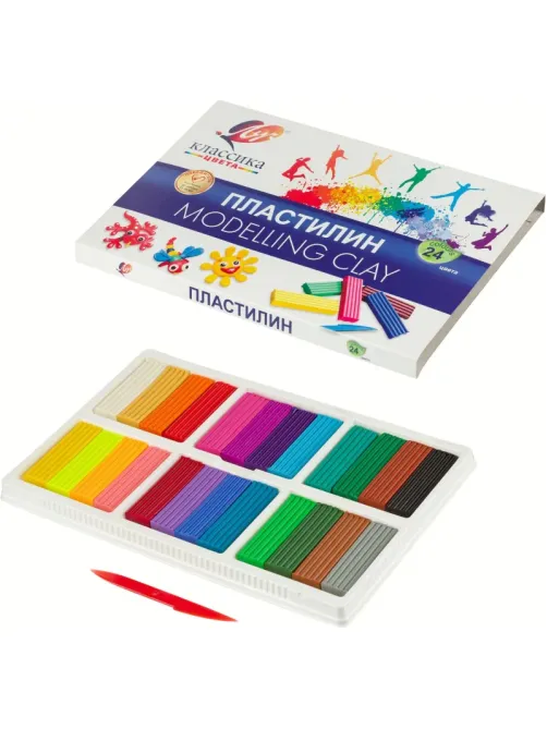 Пластилин классический Луч Классика 24 цв 480 гр., 28С 1642-08