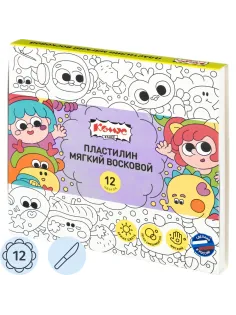 Пластилин мягкий восковой Комус Класс Миники 12 цв/наб, 180 г, со стеком