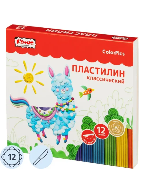 Пластилин классич Комус Класс (№1 School)ColorPics наб 12цв 240г,со стек