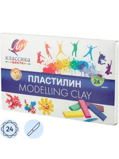 Пластилин классический Луч Классика 24 цв 480 гр., 28С 1642-08