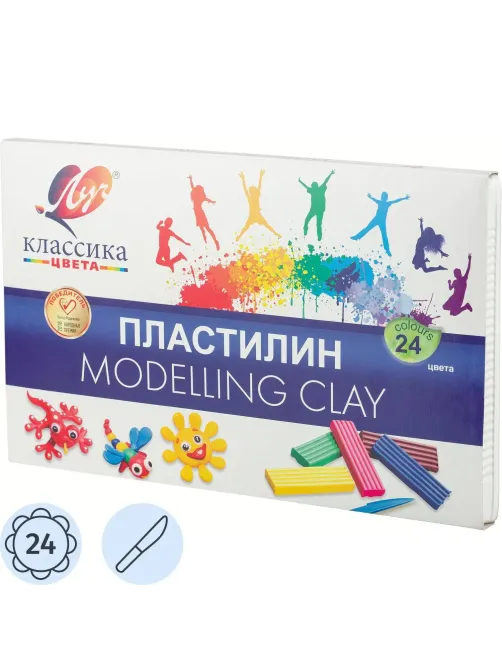 Пластилин классический Луч Классика 24 цв 480 гр., 28С 1642-08