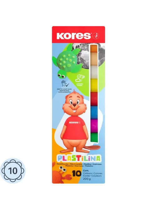Пластилин Kores Plastilina 10 цветов  набор общий вес 200гр 34010