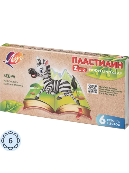 Пластилин классический Луч Zoo 6 цв 90 г, 30С 1810-08