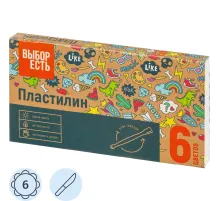 Пластилин классический Выбор Есть 6 цв.90 гр, набор со стеком