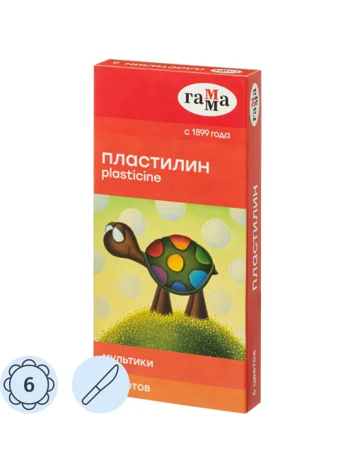 Пластилин Гамма Мультики 6цв 120гр со стеком