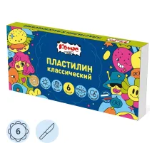 Пластилин классический Комус Класс Максики набор 6 цв 120 г, со стеком