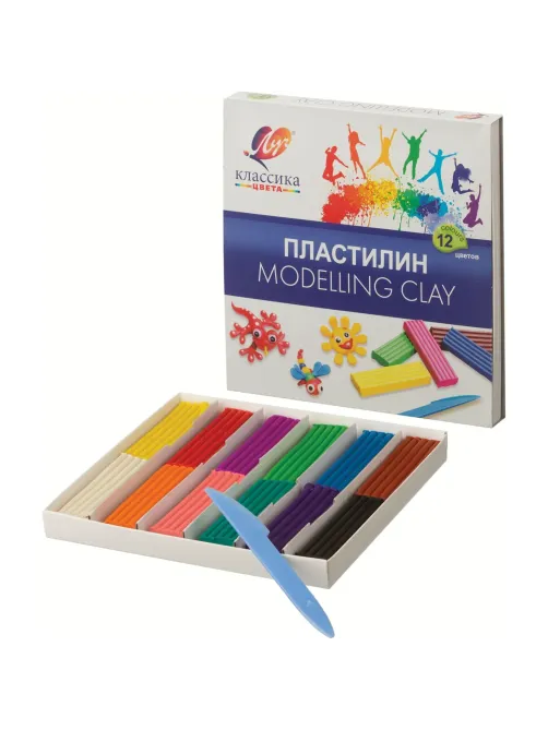 Пластилин классический Луч Классика 12 цв 240 г со стеком