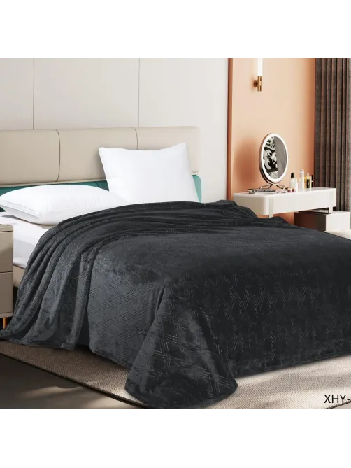 Плед велсофт  150х200см графит тиснение 260гр 19-4215 G