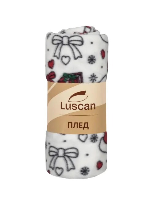 Плед флис Luscan, 130х170 см, 160 г/м2, подарки белый