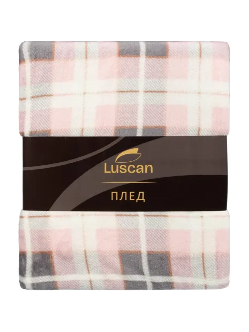 Плед микрофибра Luscan, клетка розовая 150x200