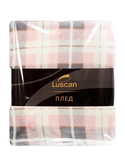 Плед микрофибра Luscan, клетка розовая 150x200