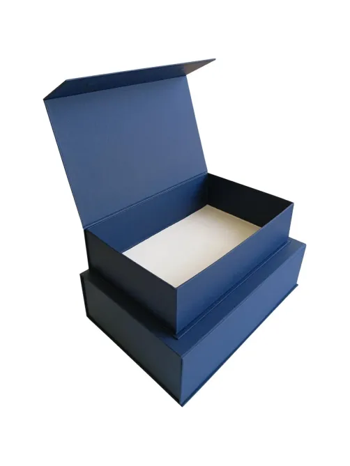 Набор подарочных коробок 2 в 1 на магните  ЛЕН 250x170x70 синий,Д10303П.282