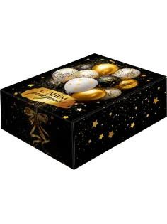 Коробка подарочная с открыткой С Днём рождения! (золотые шары) /10000692