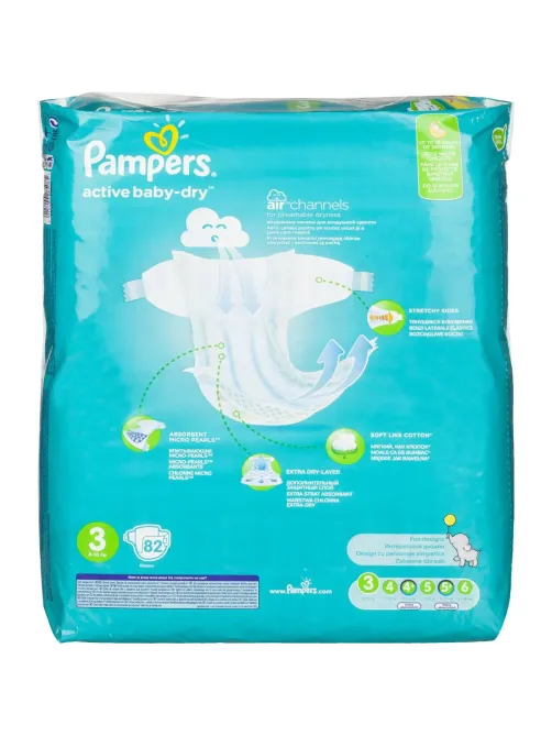 Подгузники PAMPERS Active Baby-Dry Midi 6-10 кг 82шт