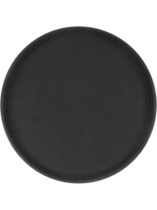 Поднос прорезин.кругл.16'' 40см черный, кт939
