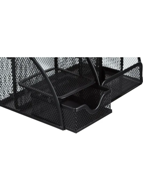 Подставка-органайзер 7отд 125x220x140мм с выдв.ячейкой металл сетка черн
