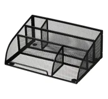 Подставка-органайзер д/канц.мелочей Комус 5отд мет сетка 255х180х105мм черн