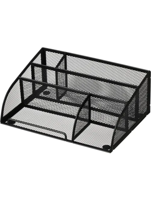 Подставка-органайзер д/канц.мелочей Комус 5отд мет сетка 255х180х105мм черн