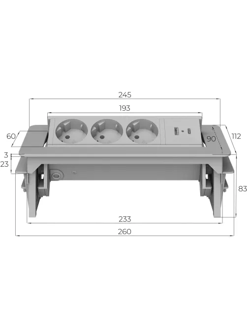 Платформа POWER BOX G4703-2AC(3сил.р./USB/Type-C) черный