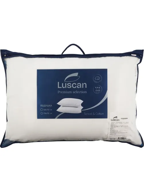 Подушка Luscan 50х70 нестеган кант (микроволокно леб.пух/55%тенсель,45%хл.)