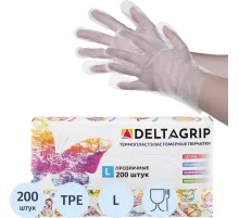 Перчатки одноразовые DELTAGRIP TPE цвет прозрачный 200шт/уп р.L ПС
