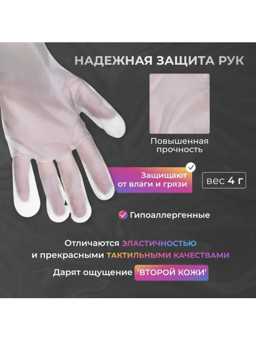 Перчатки одноразовые DELTAGRIP TPE цвет прозрачный 200шт/уп р.M ПС