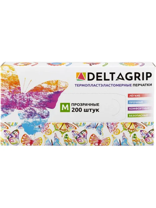 Перчатки одноразовые DELTAGRIP TPE цвет прозрачный 200шт/уп р.M ПС
