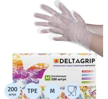 Перчатки одноразовые DELTAGRIP TPE цвет прозрачный 200шт/уп р.M ПС